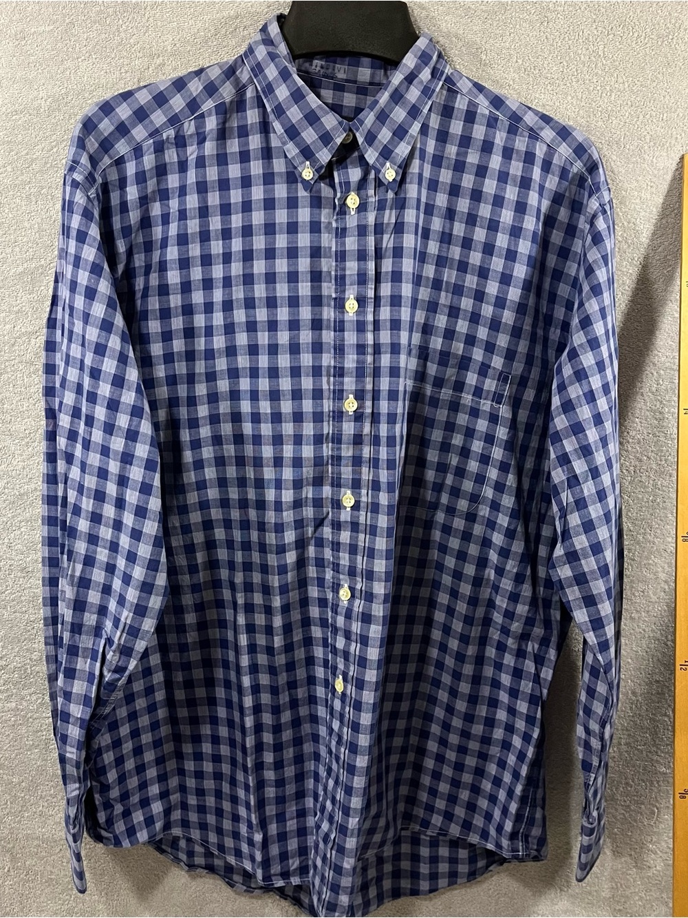 Gitman Bros Shirt Men's Large Blue Check Plaid Long Sleeve Button Up Cotton